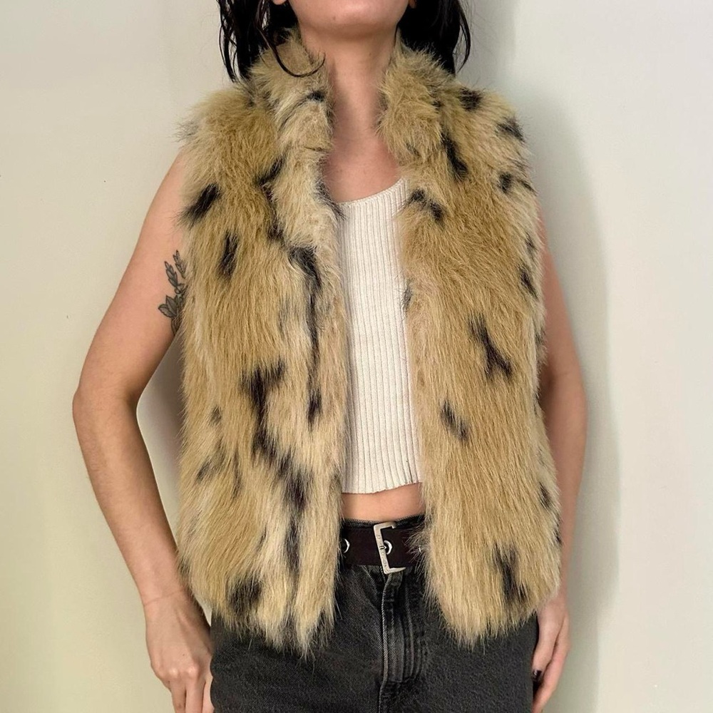 Faux Fur Spotted Tan Vest